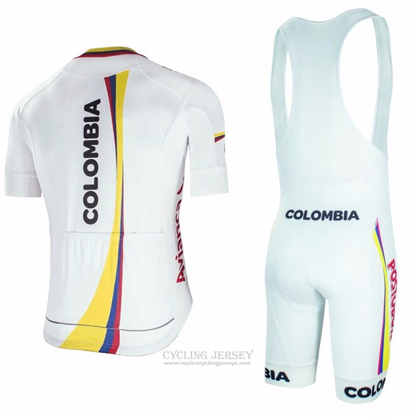 2017 Cycling Jersey Colombia White Short Sleeve and Bib Short